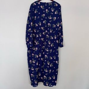 Influence by Asos blue dress with pink roses print. Long sleeve dress. Size 20